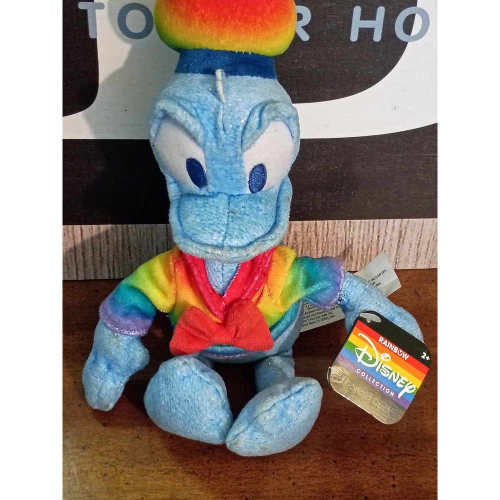 Disney Rainbow Disney Collection Donald Duck Plush Blue Sparkle Pride NWT